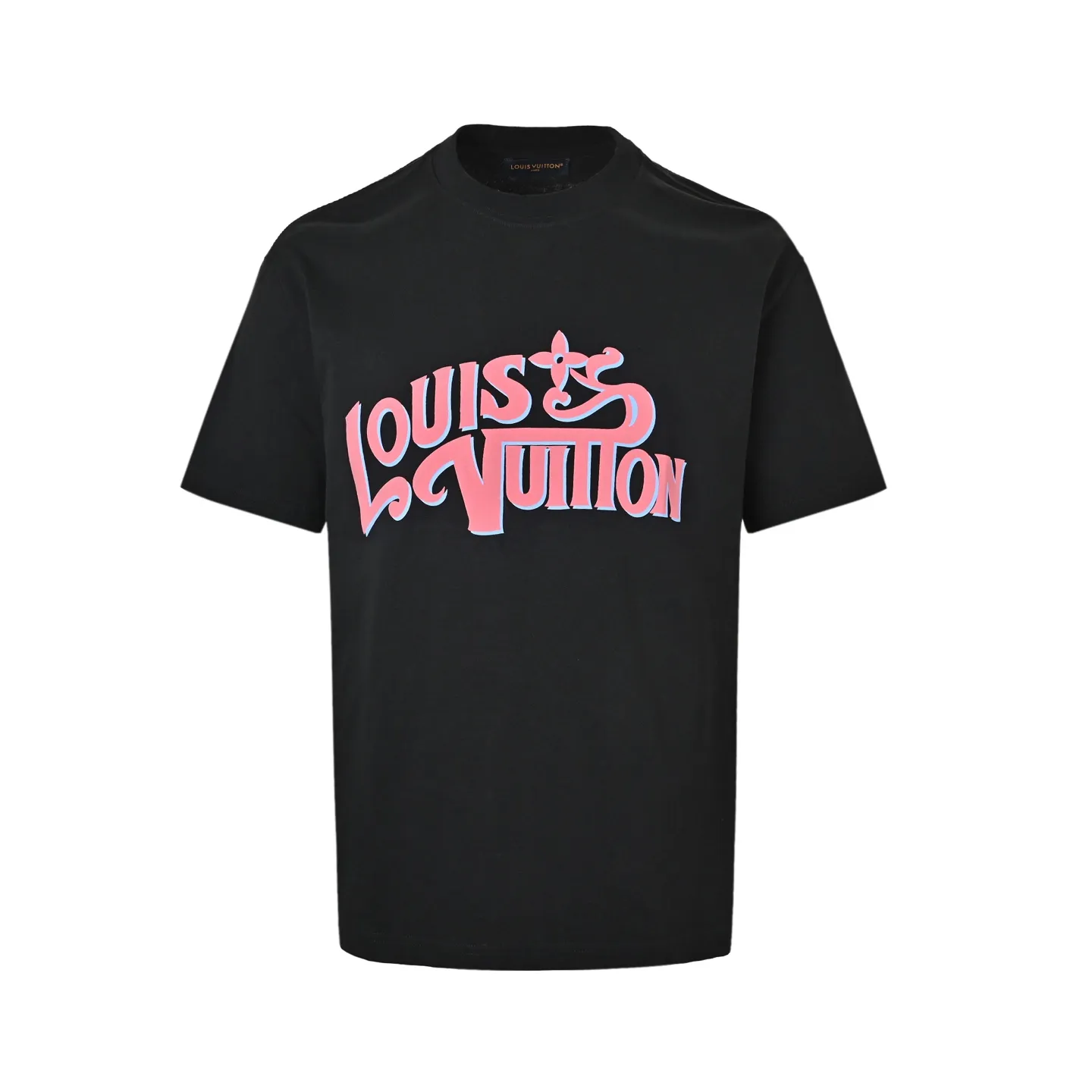 Louis Vuitton/Louis Vuitton pink graffiti 3D letter short sleeves